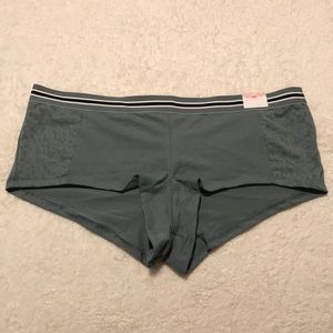 NWT Lane Bryant Cacique green cotton boyshort panties with lace sides Size 14/16